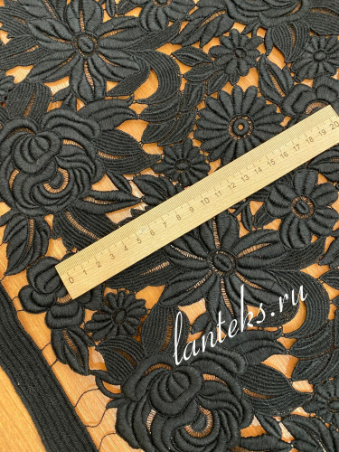 Ткань кружево макраме чёрное шириной 0,95м Valentino